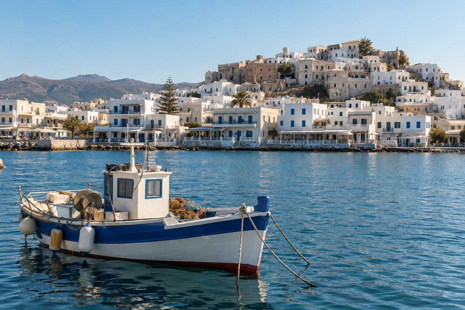 An interpretation of the Naxos waterfront.