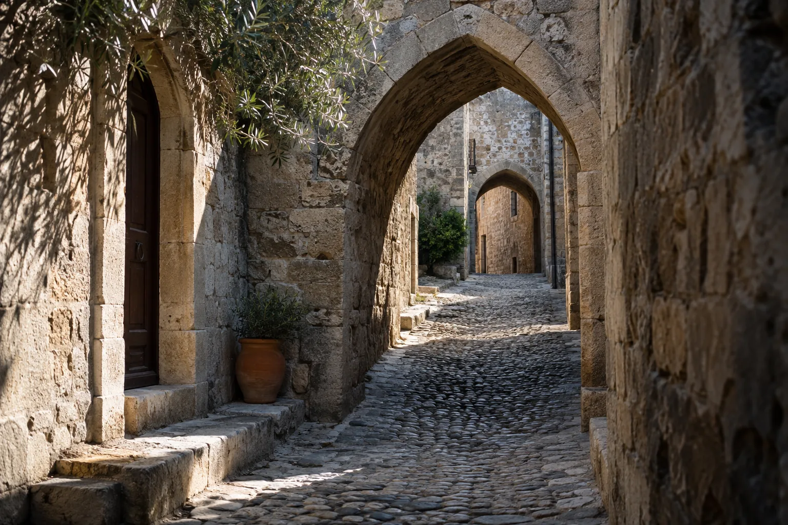 Medieval stonework in Rhodes, interpreted for this feature.